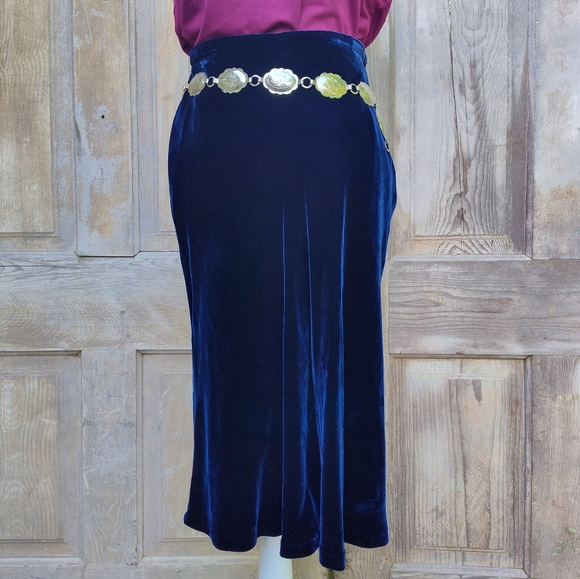 Merona Dresses & Skirts - Blue Velvet Midi Skirt